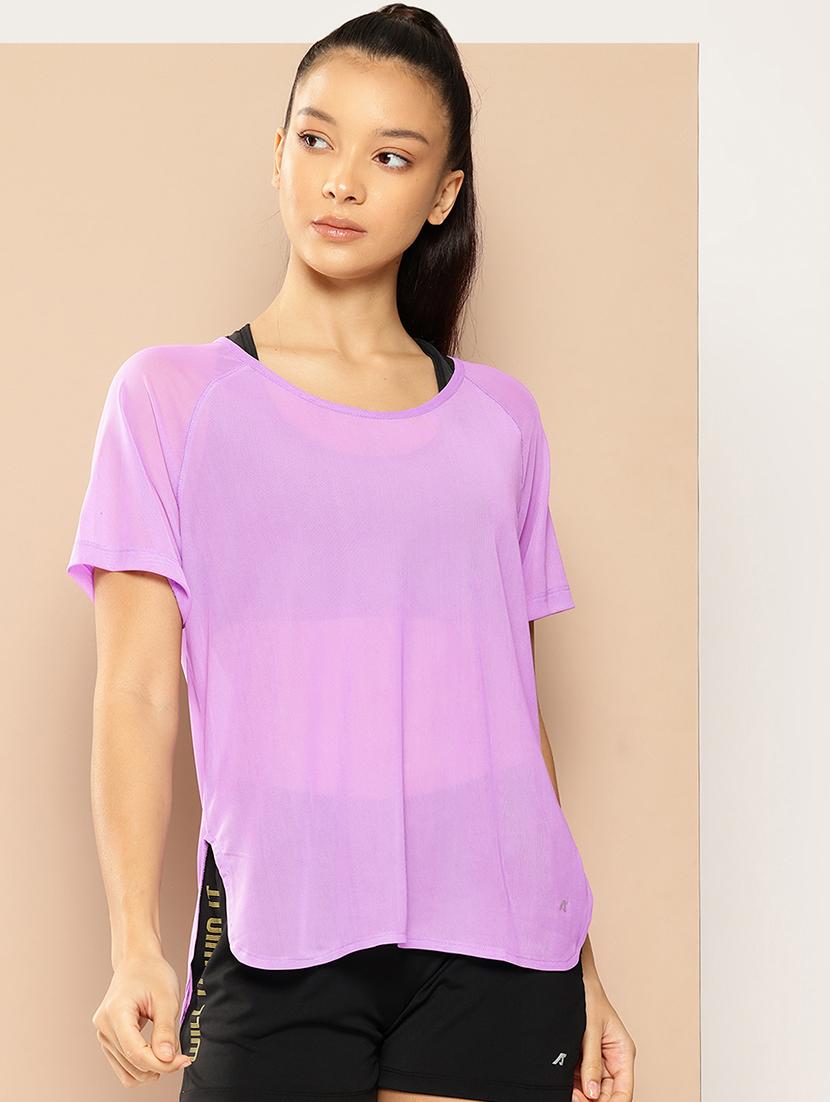 women solid short sleeve dry fit t-shirt
