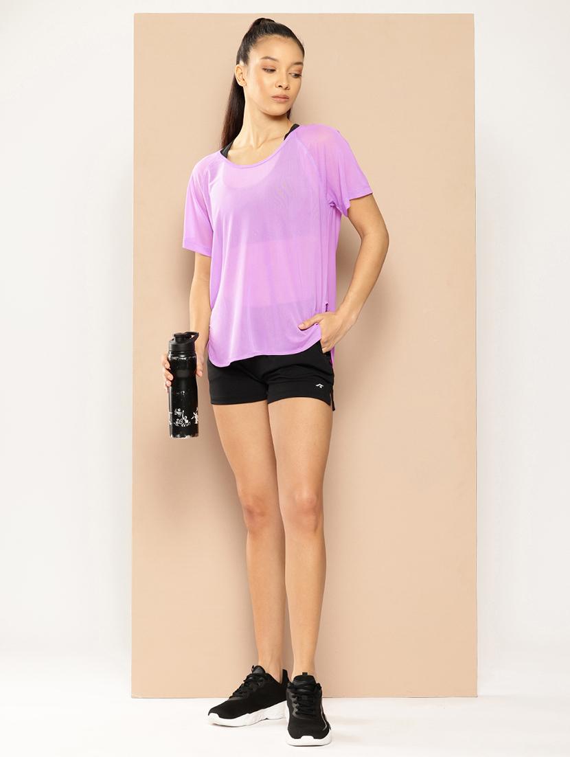 women solid short sleeve dry fit t-shirt - 22009289 - Standard Image - 3