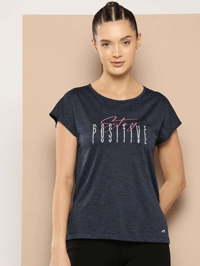 women typographic short sleeve dry fit t-shirt
