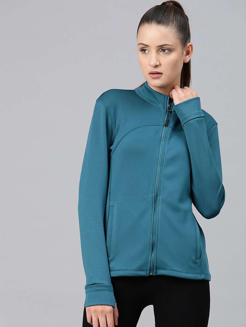 women solid long sleeve zipper sweatshirt - 22009347 -  Zoom Image - 0