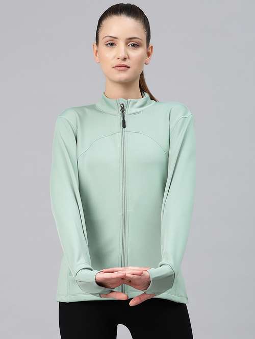 women solid long sleeve zipper sweatshirt - 22009351 -  Standard Image - 0