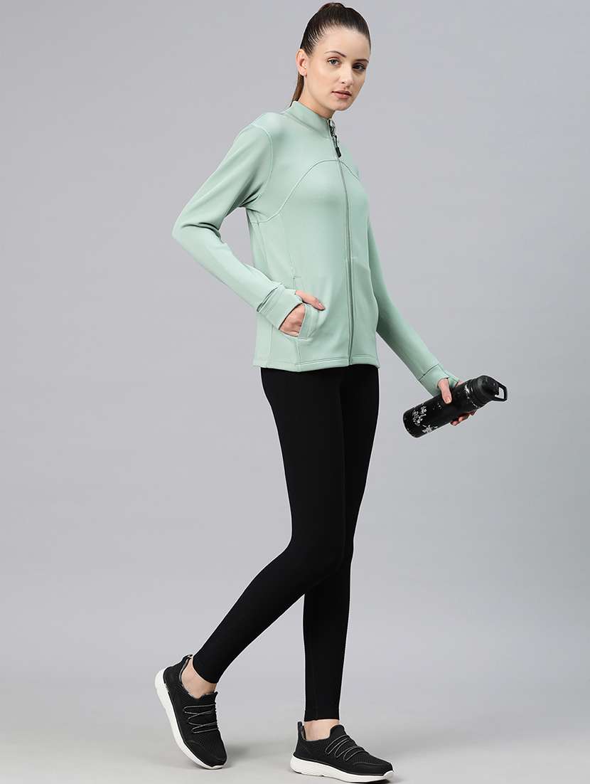 women solid long sleeve zipper sweatshirt - 22009351 -  Standard Image - 3