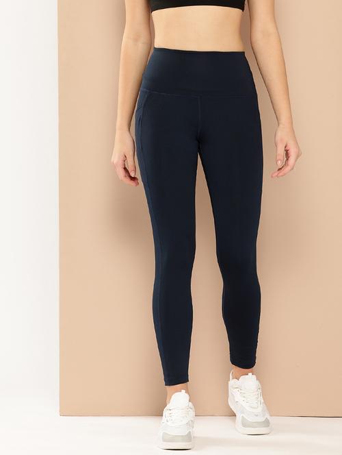 women solid high rise ankle length tights - 22009355 -  Standard Image - 0