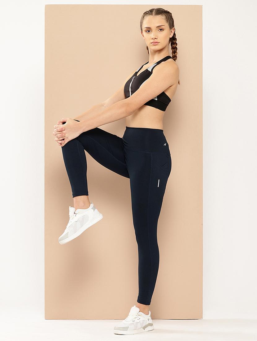 women solid high rise ankle length tights - 22009355 - Standard Image - 3