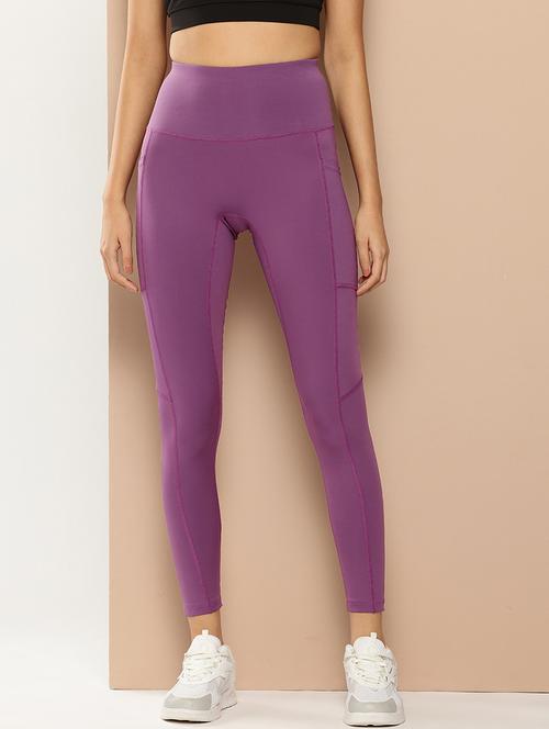 women solid high rise ankle length tights - 22009360 -  Standard Image - 0