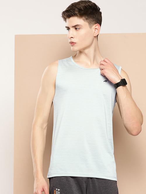men striped sleeveless dry fit t-shirt - 22009364 - Standard Image - 0