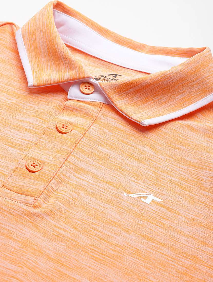 men melange short sleeve regular fit polo t-shirt - 22009377 -  Standard Image - 3