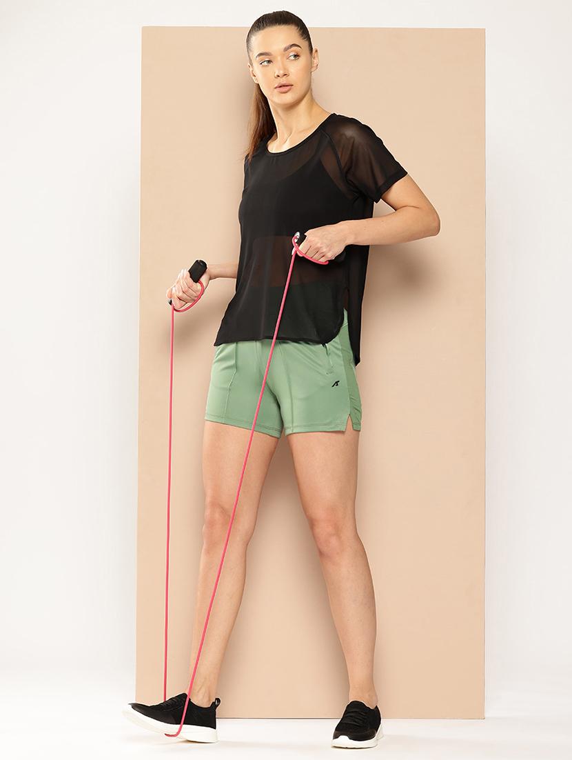 women solid mid rise sports shorts - 22009398 - Standard Image - 3