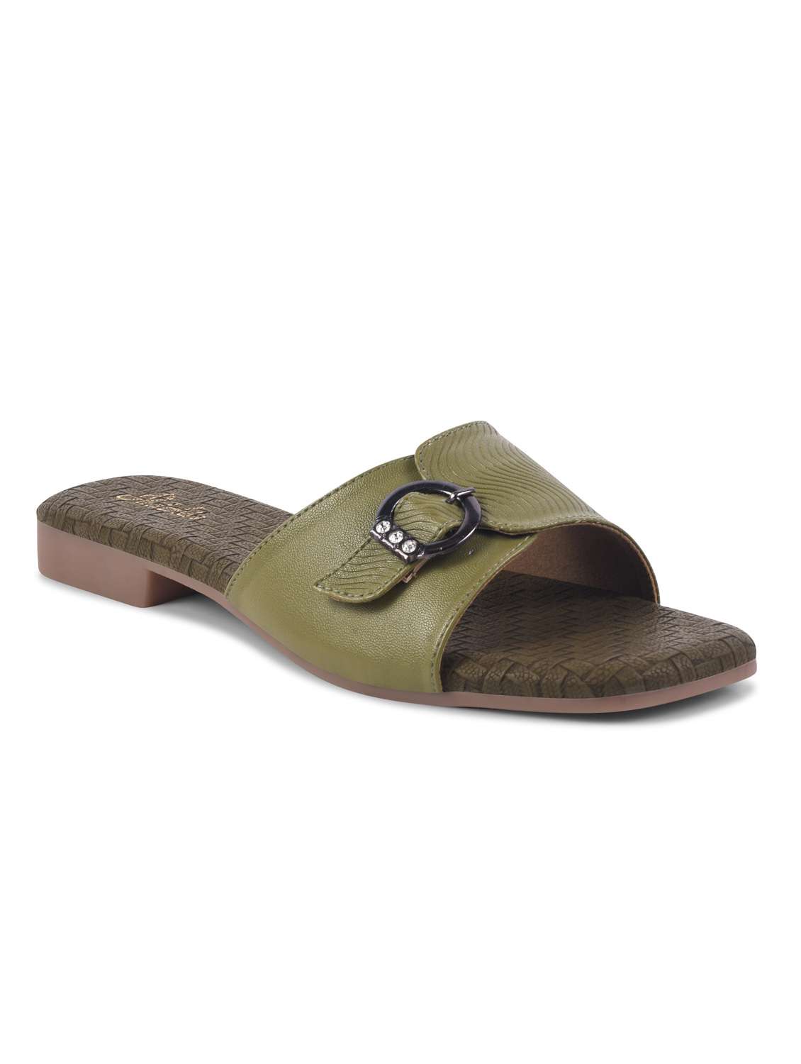 women slip on flat sandal