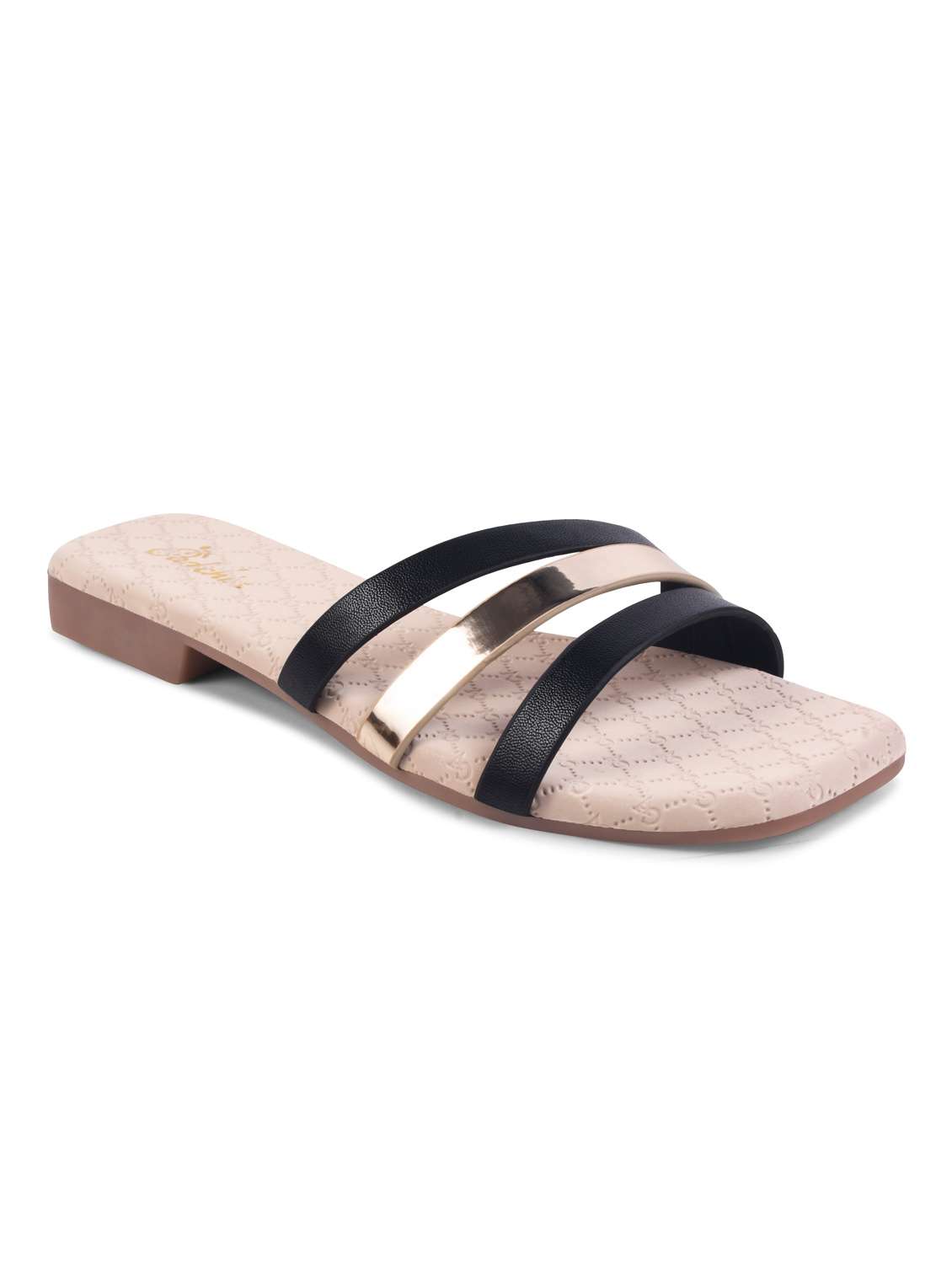 women slip on flat sandal