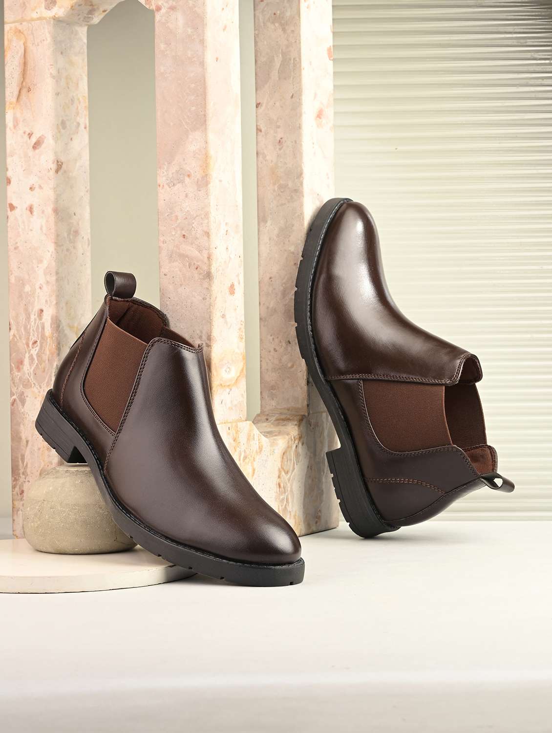 men brown slip on boot
