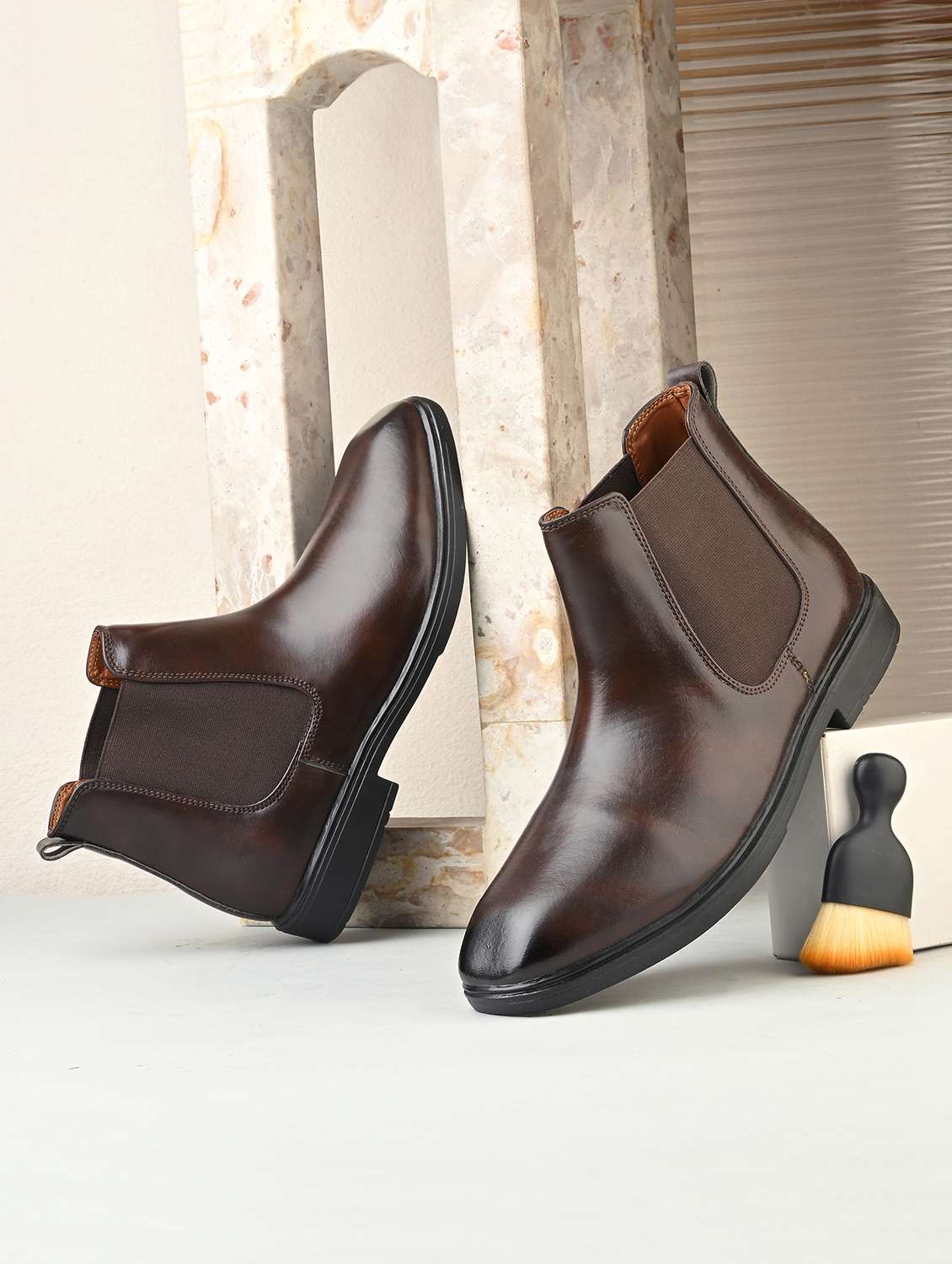 men brown slip on boot