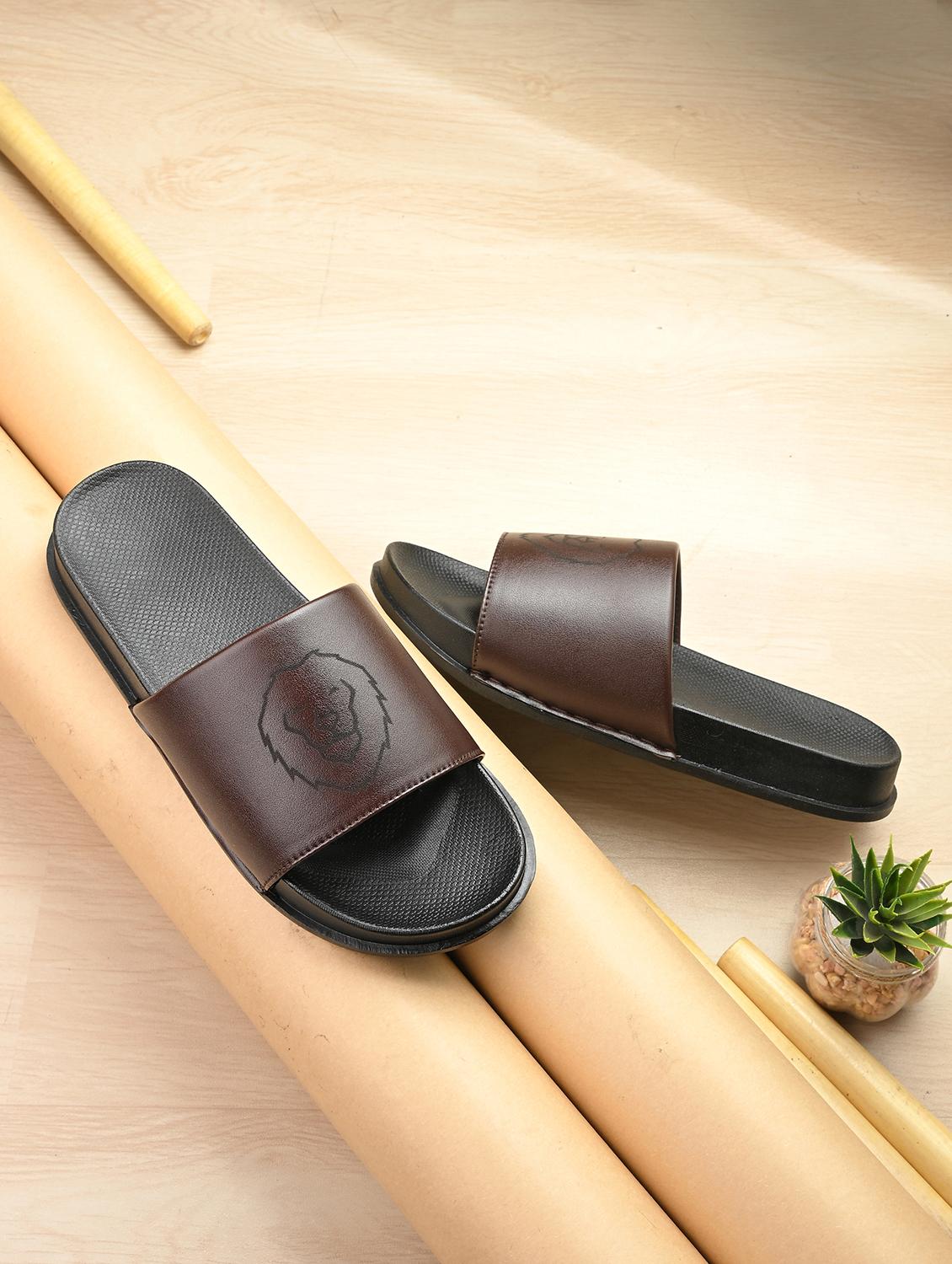 men brown slip on slider