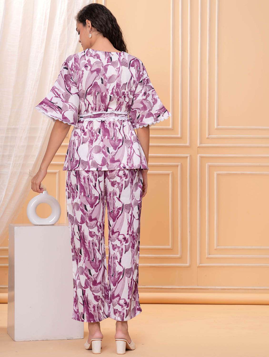 women printed top and trouser co-ord set - 22009462 - Standard Image - 3