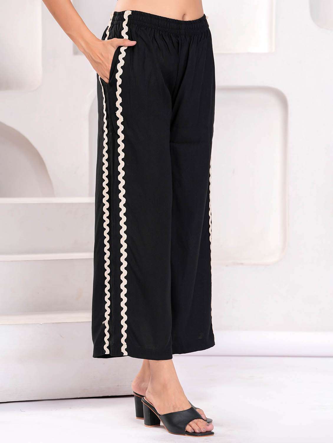 women solid top and trouser co-ord set - 22009464 - Standard Image - 5