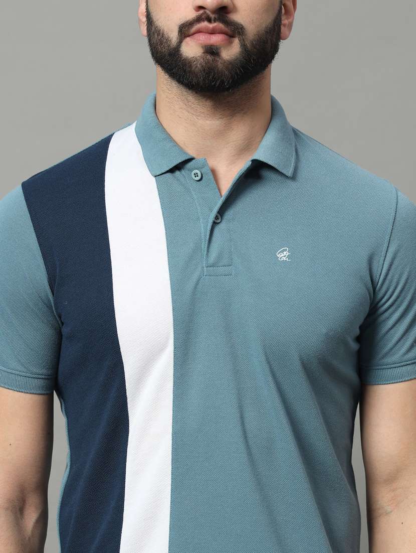 men color block short sleeve regular fit polo t-shirt - 22009529 -  Standard Image - 3