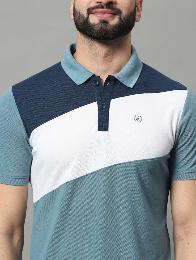 men color block short sleeve regular fit polo t-shirt - 22009532 -  Standard Image - 3