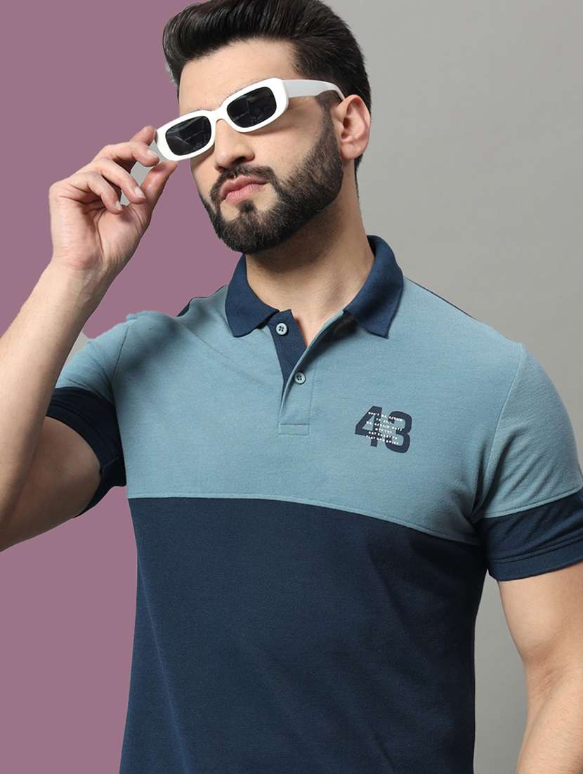 men color block short sleeve regular fit polo t-shirt