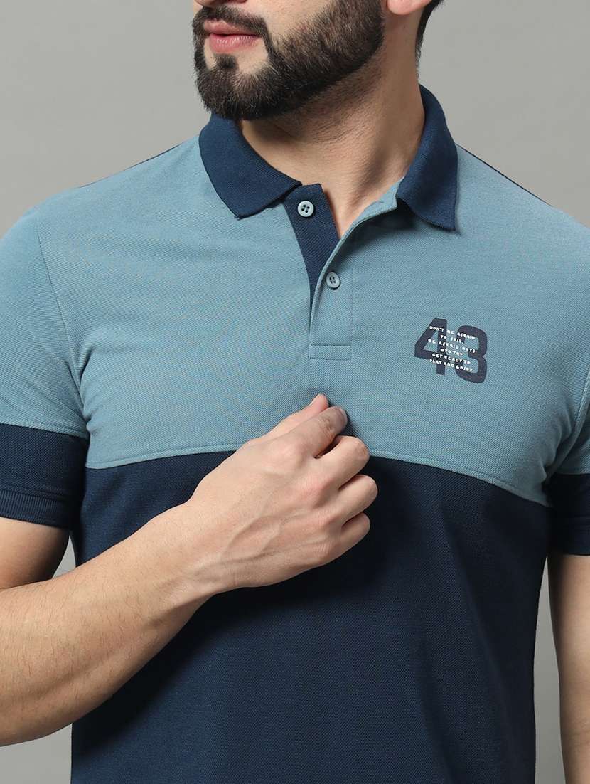 men color block short sleeve regular fit polo t-shirt - 22009536 -  Standard Image - 3