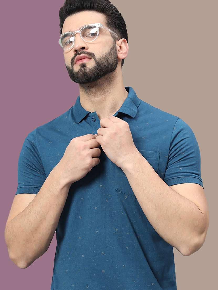 men printed short sleeve regular fit polo t-shirt