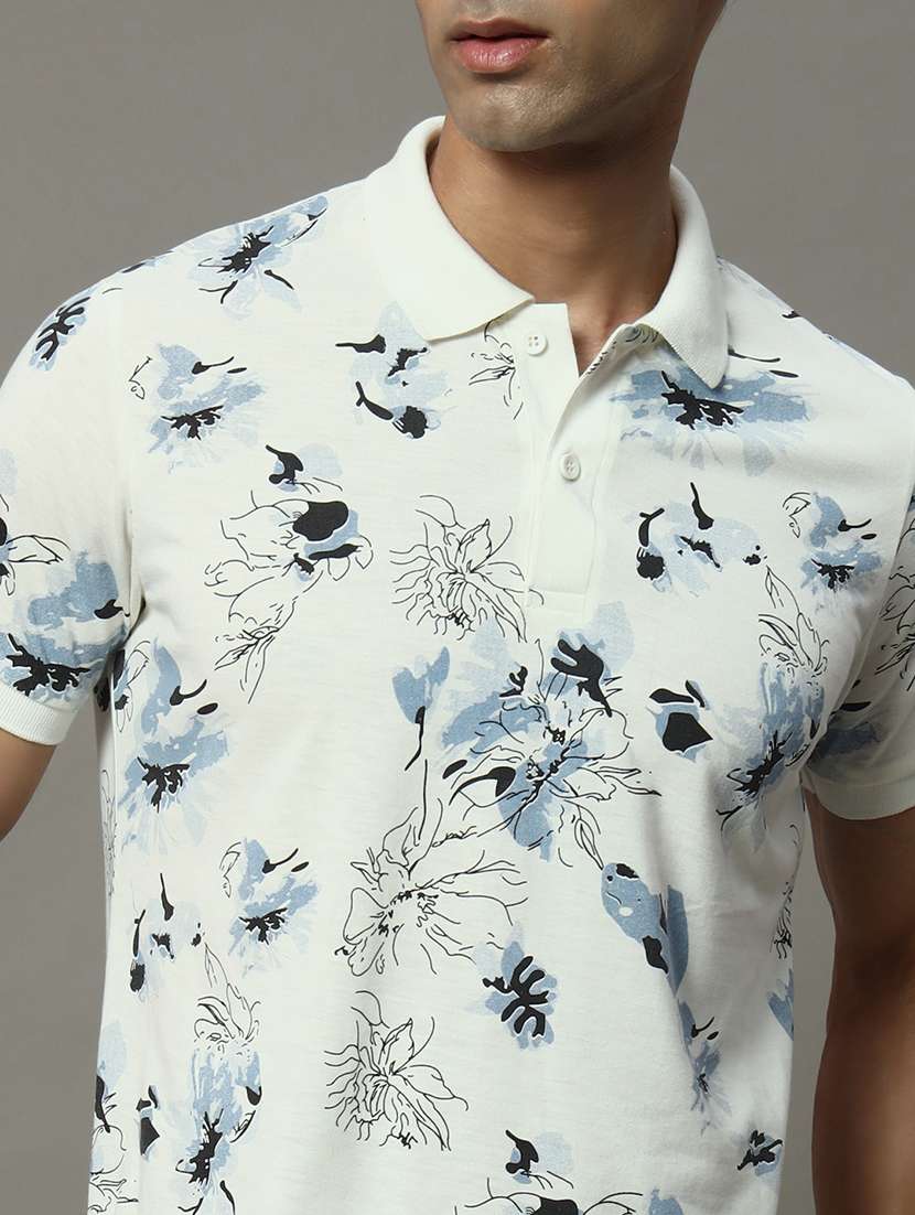 men floral printed short sleeve regular fit polo t-shirt - 22009579 - Standard Image - 3