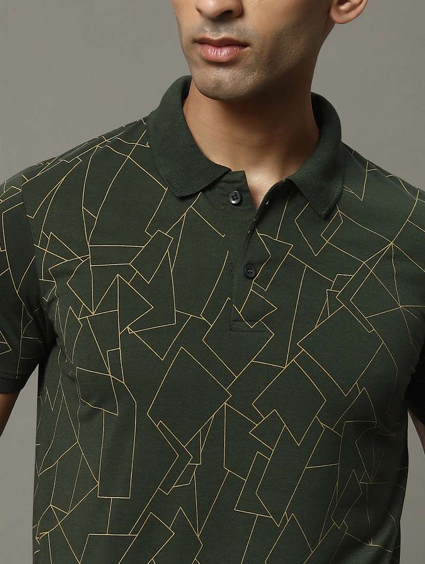 men geometric printed short sleeve regular fit polo t-shirt - 22009581 - Standard Image - 3