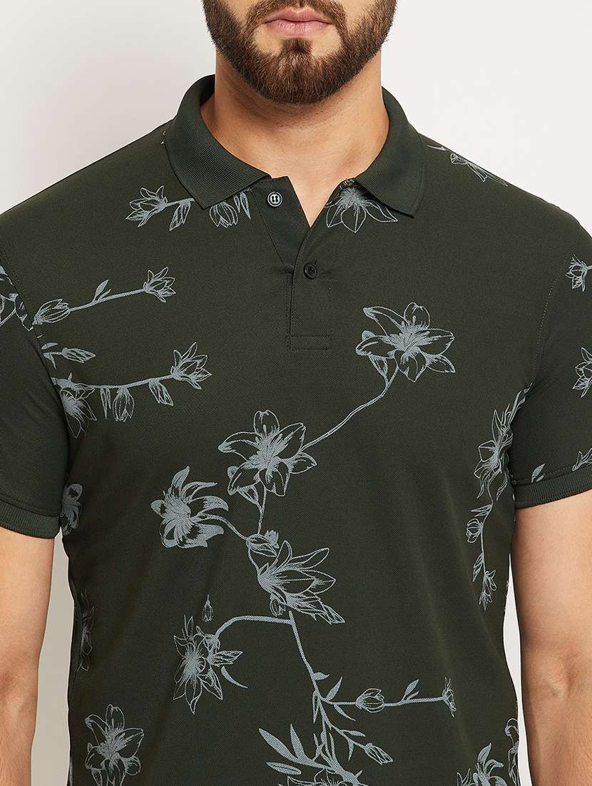 men floral printed short sleeve regular fit polo t-shirt - 22009590 - Standard Image - 3