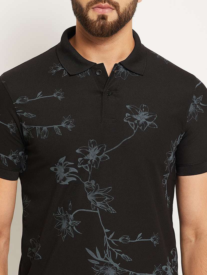 men floral printed short sleeve regular fit polo t-shirt - 22009591 - Standard Image - 3