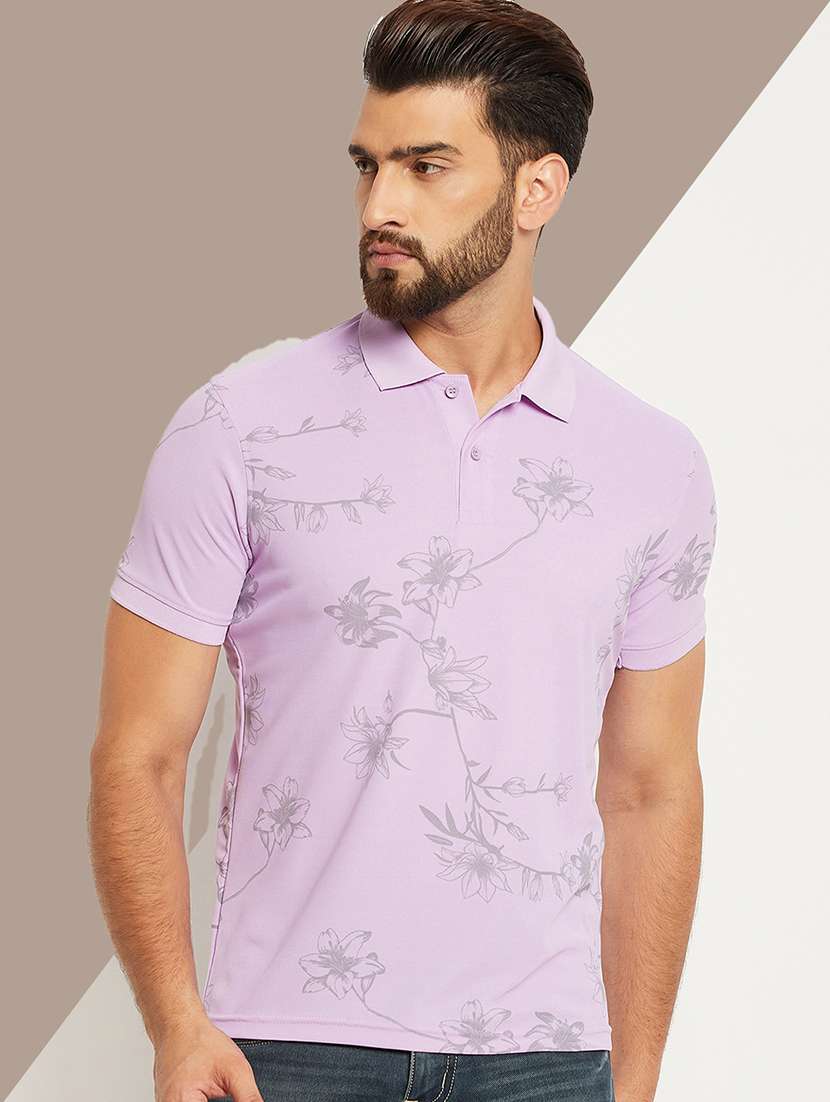 men floral printed short sleeve regular fit polo t-shirt - 22009595 -  Zoom Image - 0
