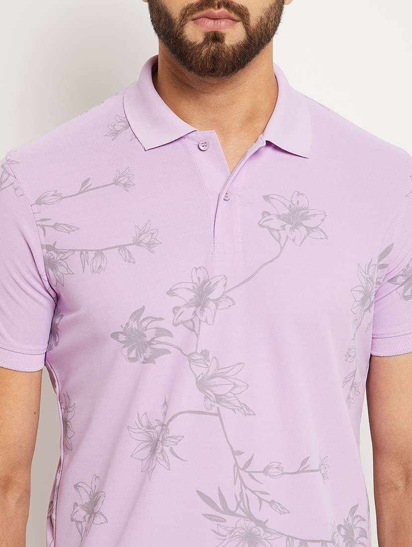 men floral printed short sleeve regular fit polo t-shirt - 22009595 - Standard Image - 3