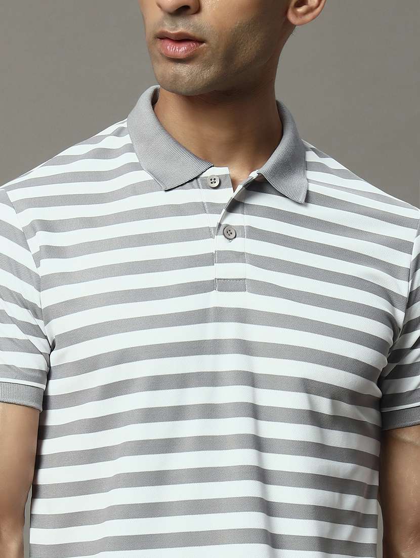 men striped short sleeve regular fit polo t-shirt - 22009603 -  Standard Image - 3