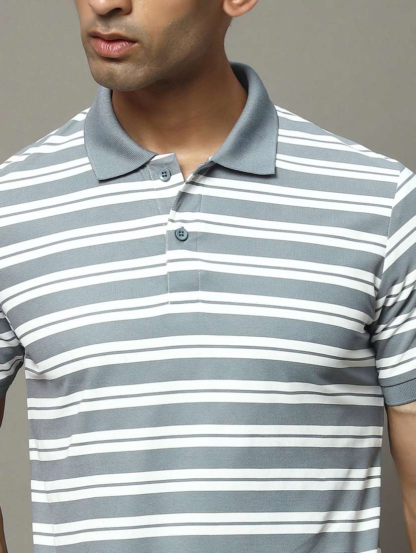 men striped short sleeve regular fit polo t-shirt - 22009604 - Standard Image - 3