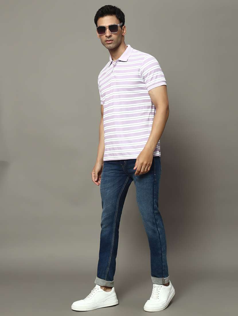 men striped short sleeve regular fit polo t-shirt - 22009605 -  Standard Image - 3