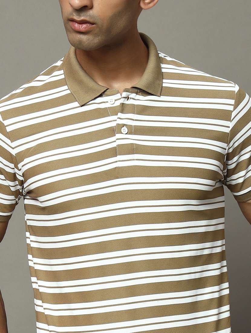 men striped short sleeve regular fit polo t-shirt - 22009607 - Standard Image - 3