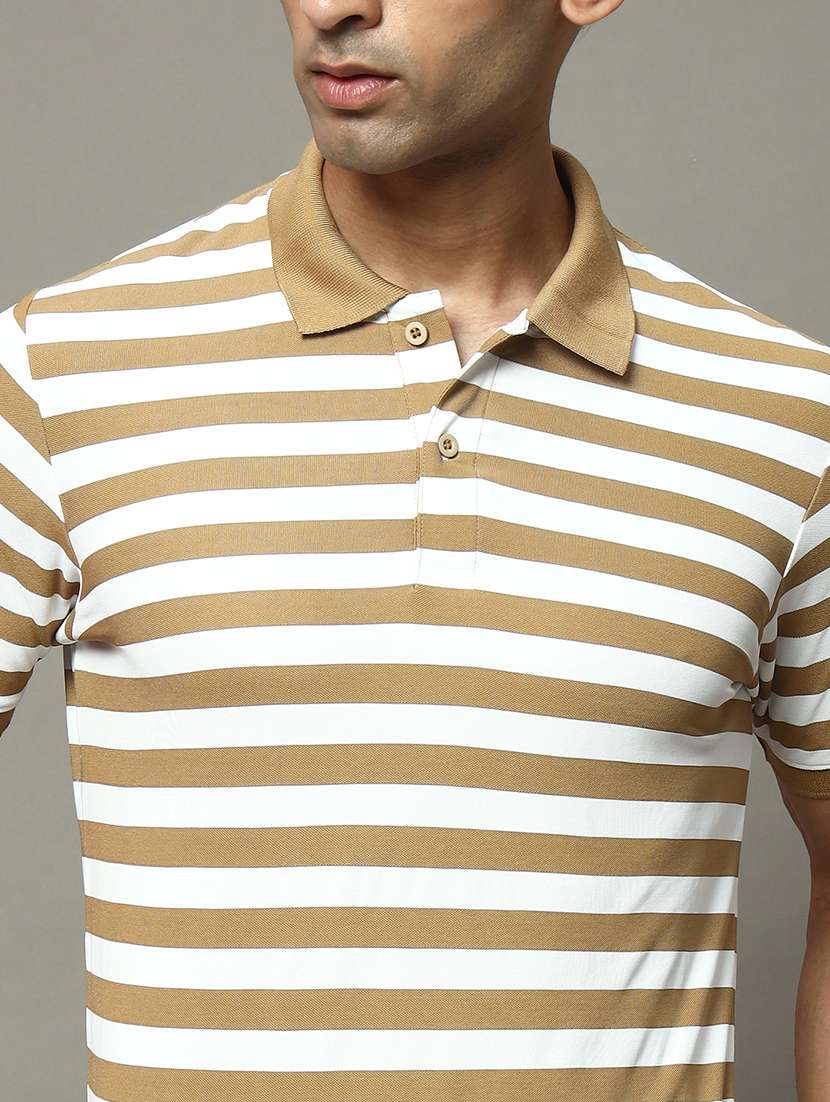 men striped short sleeve regular fit polo t-shirt - 22009608 - Standard Image - 3