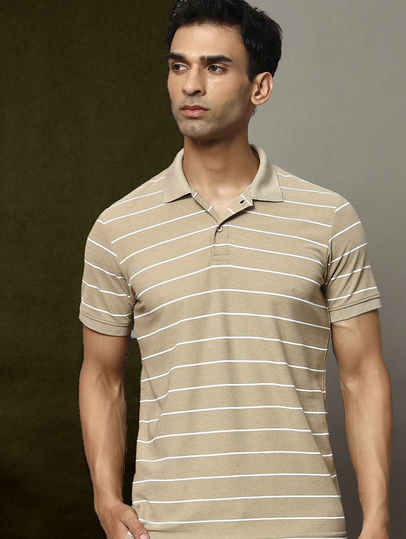 men striped short sleeve regular fit polo t-shirt - 22009611 -  Zoom Image - 0