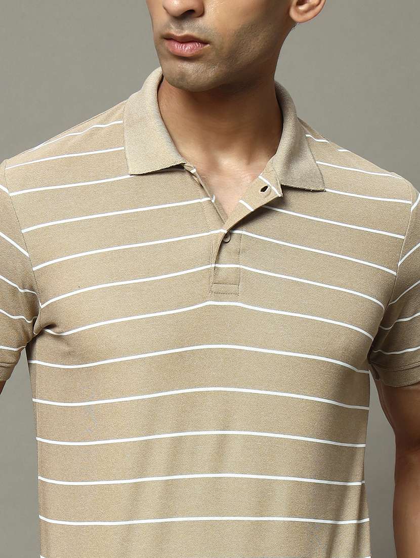men striped short sleeve regular fit polo t-shirt - 22009611 - Standard Image - 3