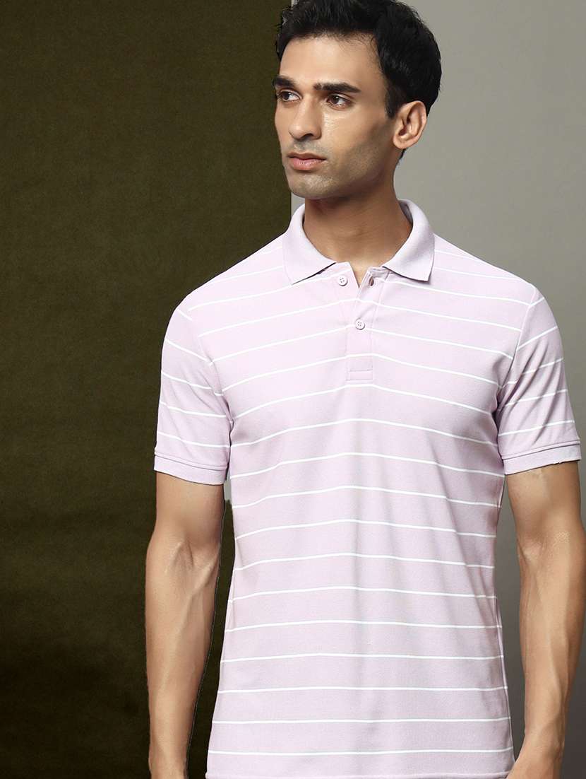 men striped short sleeve regular fit polo t-shirt - 22009612 - Zoom Image - 0