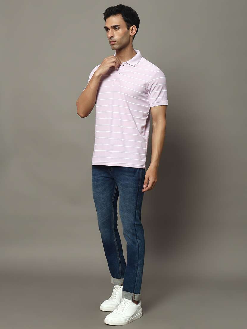 men striped short sleeve regular fit polo t-shirt - 22009612 - Standard Image - 3