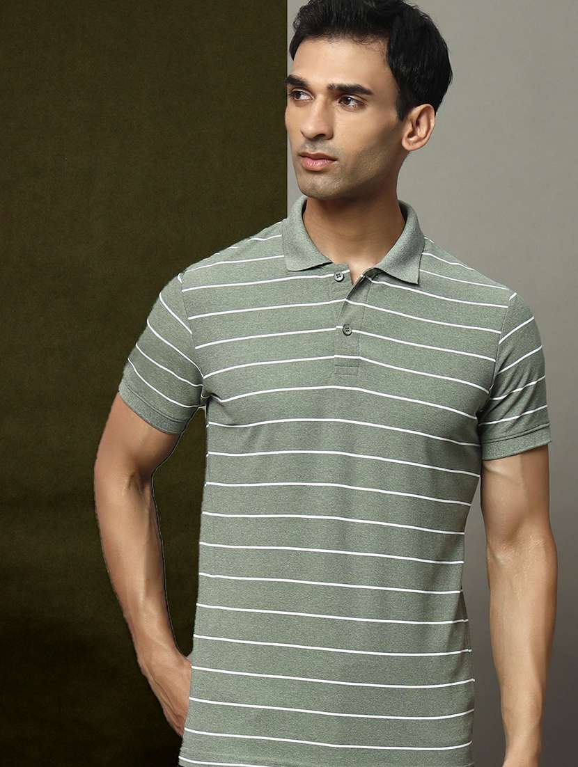 men striped short sleeve regular fit polo t-shirt