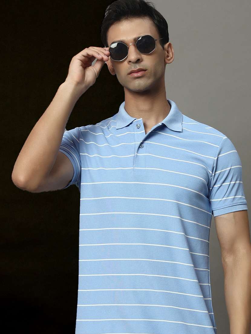 men striped short sleeve regular fit polo t-shirt