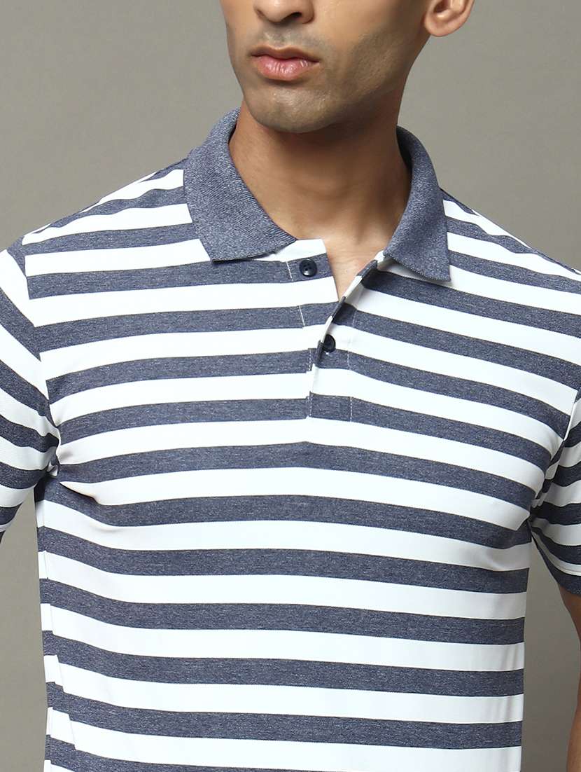 men striped short sleeve regular fit polo t-shirt - 22009615 - Standard Image - 3
