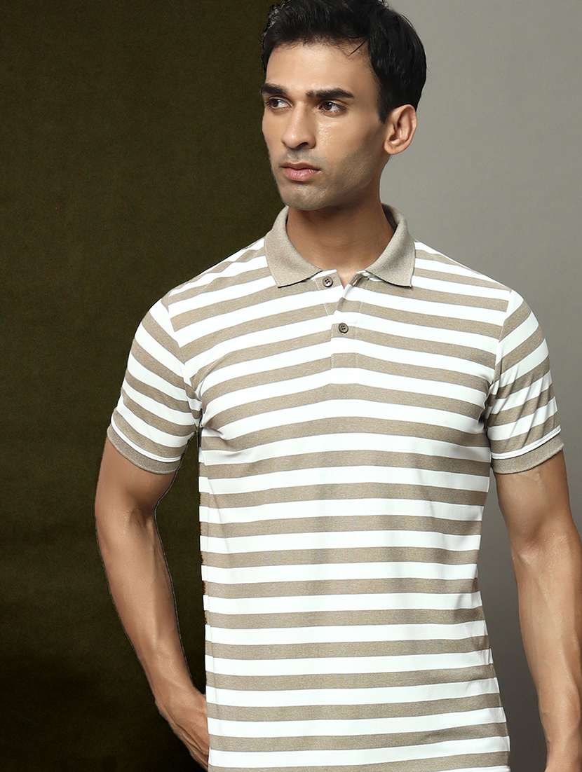 men striped short sleeve regular fit polo t-shirt - 22009616 -  Zoom Image - 0