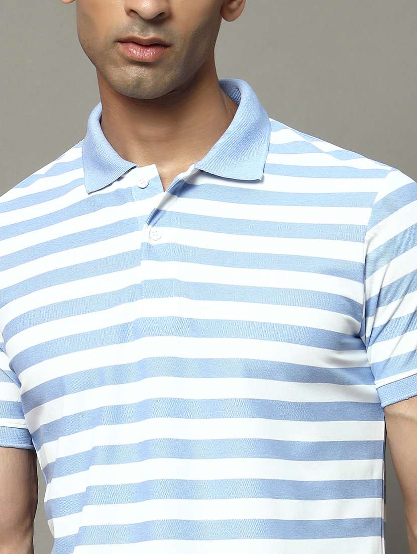men striped short sleeve regular fit polo t-shirt - 22009617 - Standard Image - 3
