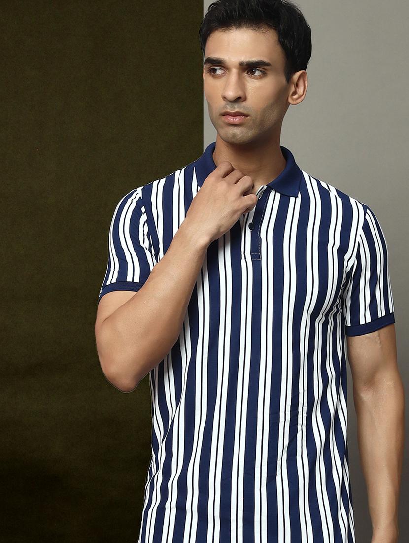 men striped short sleeve regular fit polo t-shirt - 22009620 - Zoom Image - 0