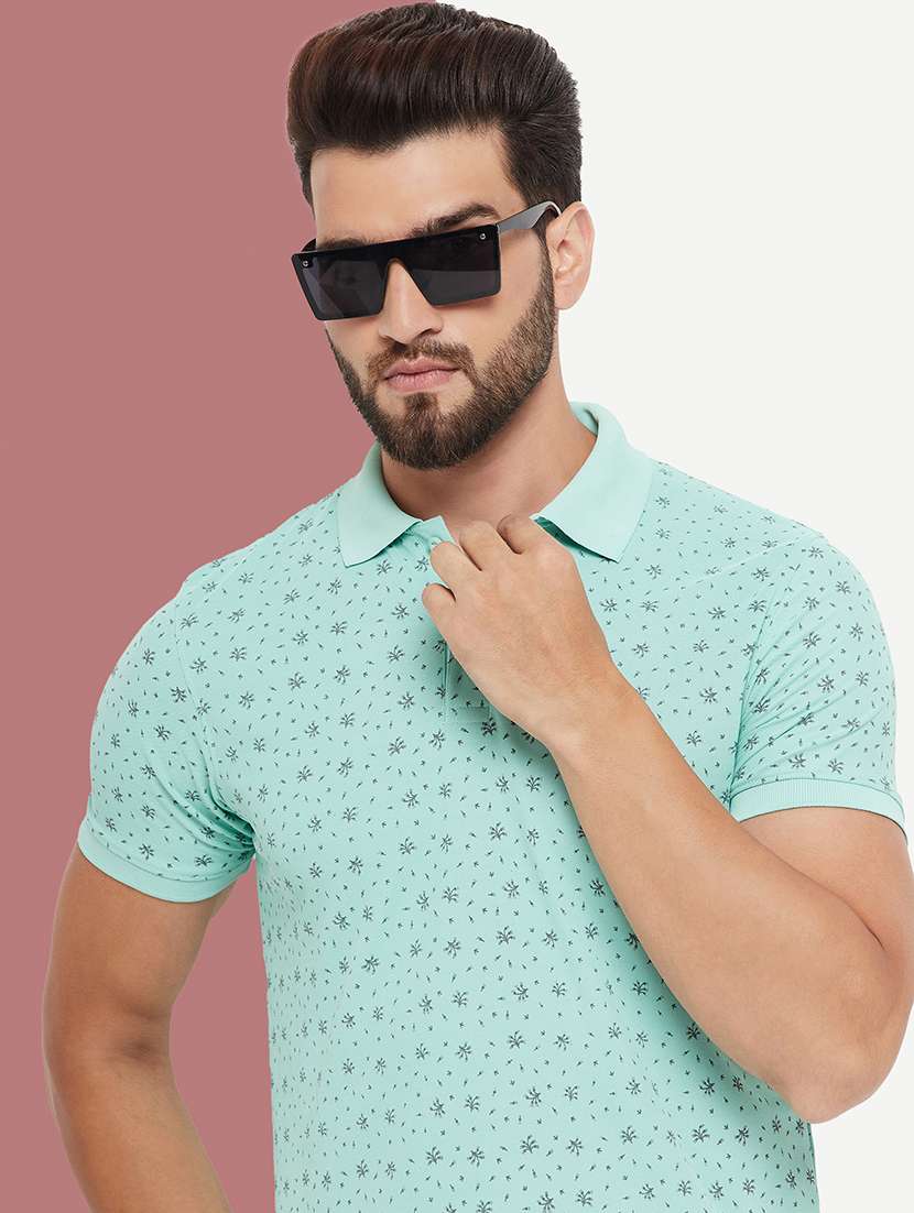 men printed short sleeve regular fit polo t-shirt