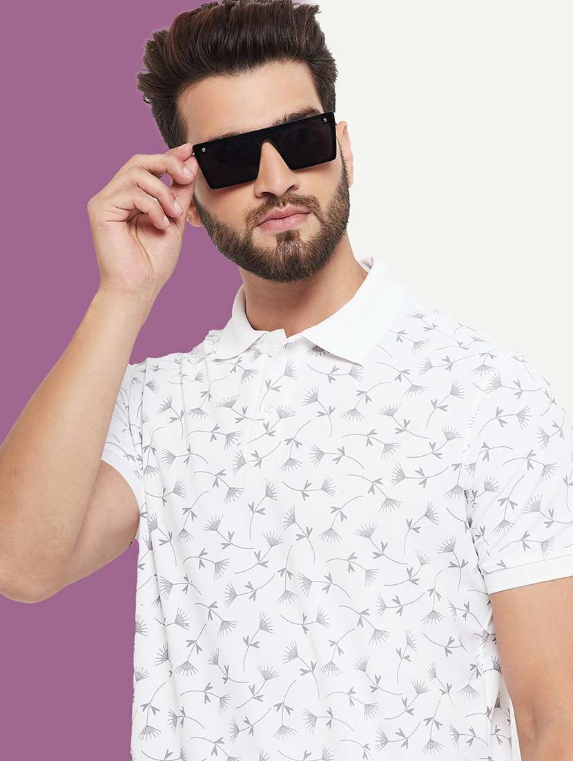 men printed short sleeve regular fit polo t-shirt
