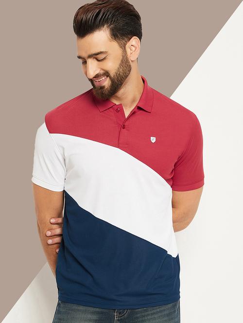 men color block short sleeve regular fit polo t-shirt - 22009643 - Standard Image - 0