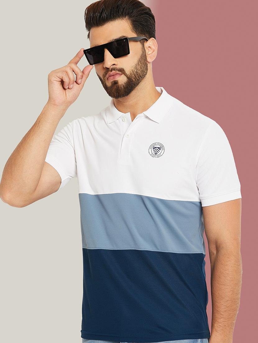 men color block short sleeve regular fit polo t-shirt