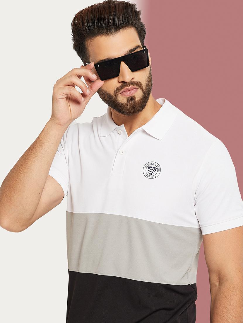 men color block short sleeve regular fit polo t-shirt